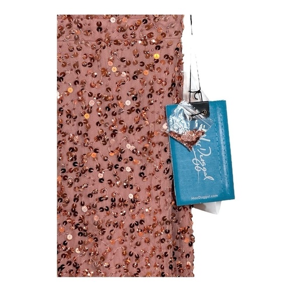 Mac Duggal Sequin Ruffle Midi Gown in Rose Gold NWT - Picture 9 of 11